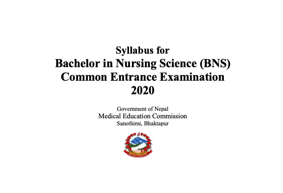 Syllabus for Bachelor in Nursing Science (BNS) Common Entrance Examination