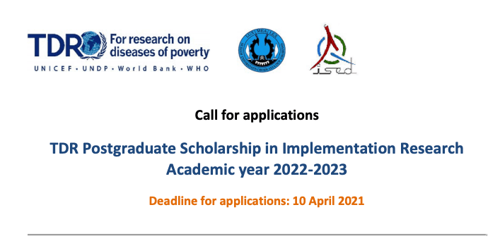 TDR Postgraduate Scholarship in Implementation Research- ISED-UCAD), Dakar, Senegal