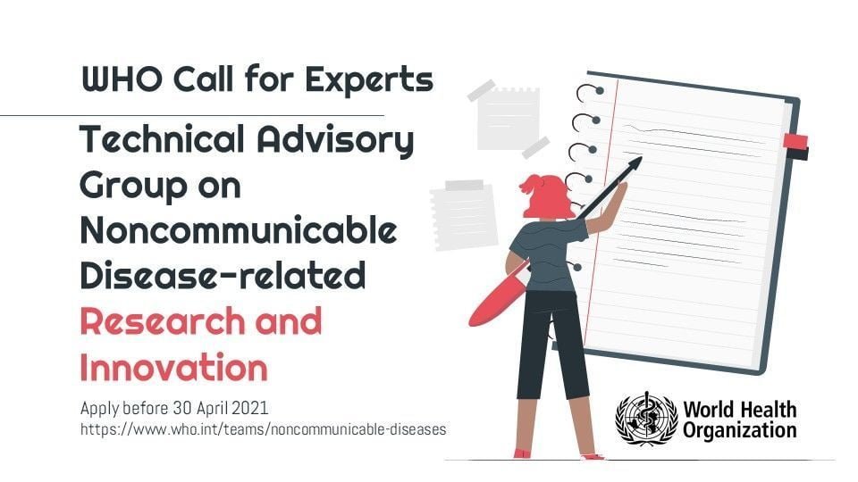 Call for Experts-Technical Advisory Group on NCDs-related Research and Innovation
