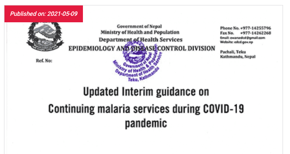 Interim Guideline for Malaria Program During COVID-19 in Nepal (Updated)