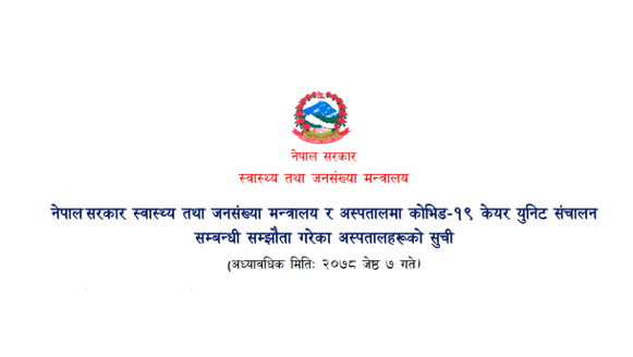 List of COVID-19 Hospitals (COVID-19 Care Units) in Nepal