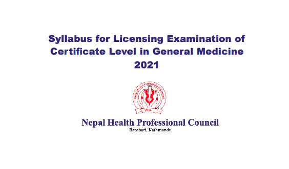 Syllabus for Licensing Examination of Certificate Level in General Medicine 2021