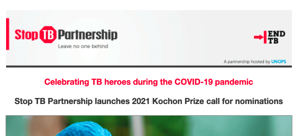 Stop TB Partnership launches 2021 Kochon Prize call for nominations
