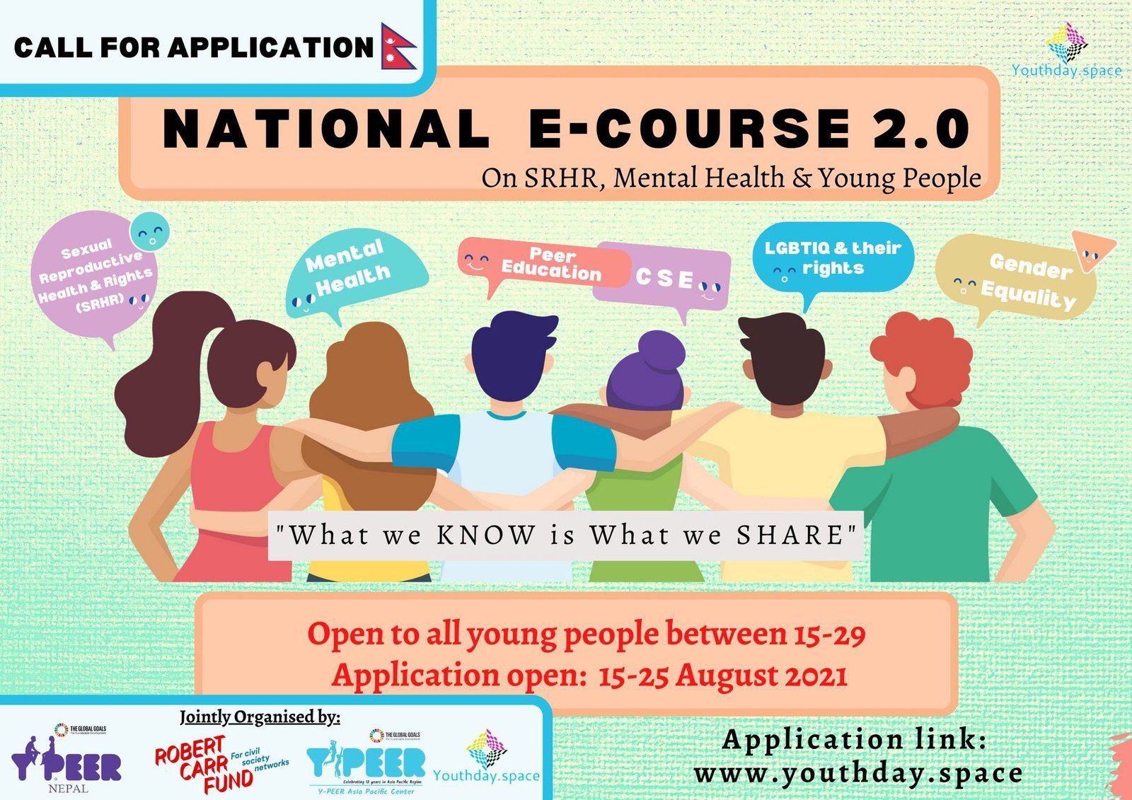 Call for Application: National E-course 2.0 on “SRHR, Peer Education and Mental Health & Well-Being”