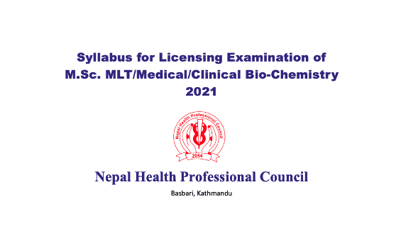 Syllabus for Licensing Examination of M.Sc. MLT/Medical/Clinical Biochemistry 2021