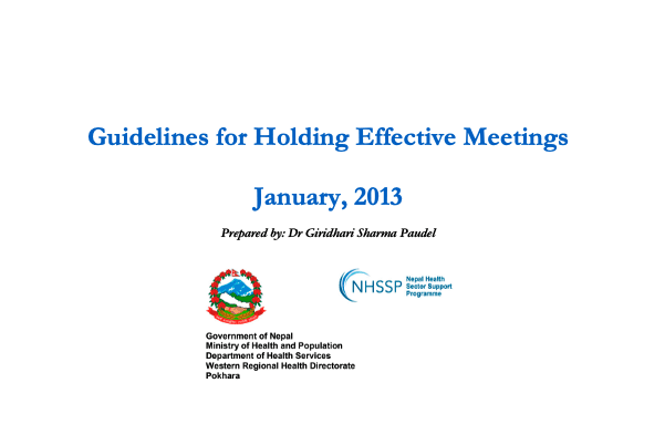Guidelines for Holding Effective Meetings