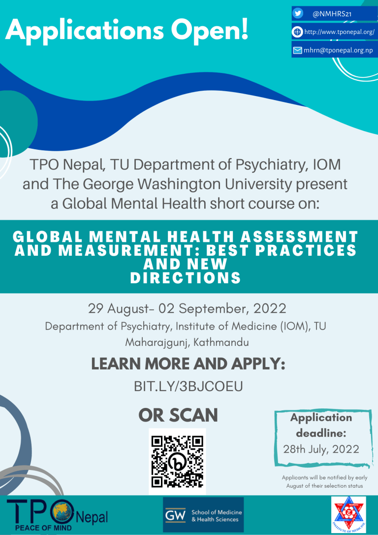 Application Open! Global Mental Health Short course on “Global Mental Health Assessment and Measurement: Best Practices and New Directions”