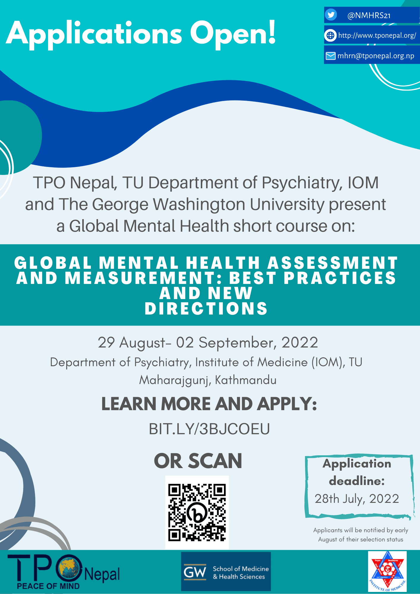 Application Open! Global Mental Health Short course on “Global Mental Health Assessment and Measurement: Best Practices and New Directions”