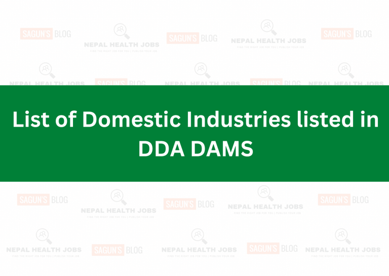 List of Domestic Industries listed in DDA DAMS