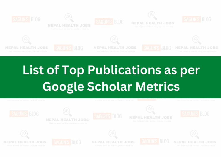 List of Top Publications as per Google Scholar Metrics