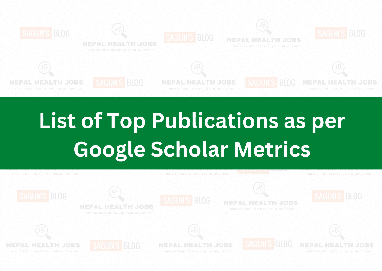 List of Top Publications as per Google Scholar Metrics