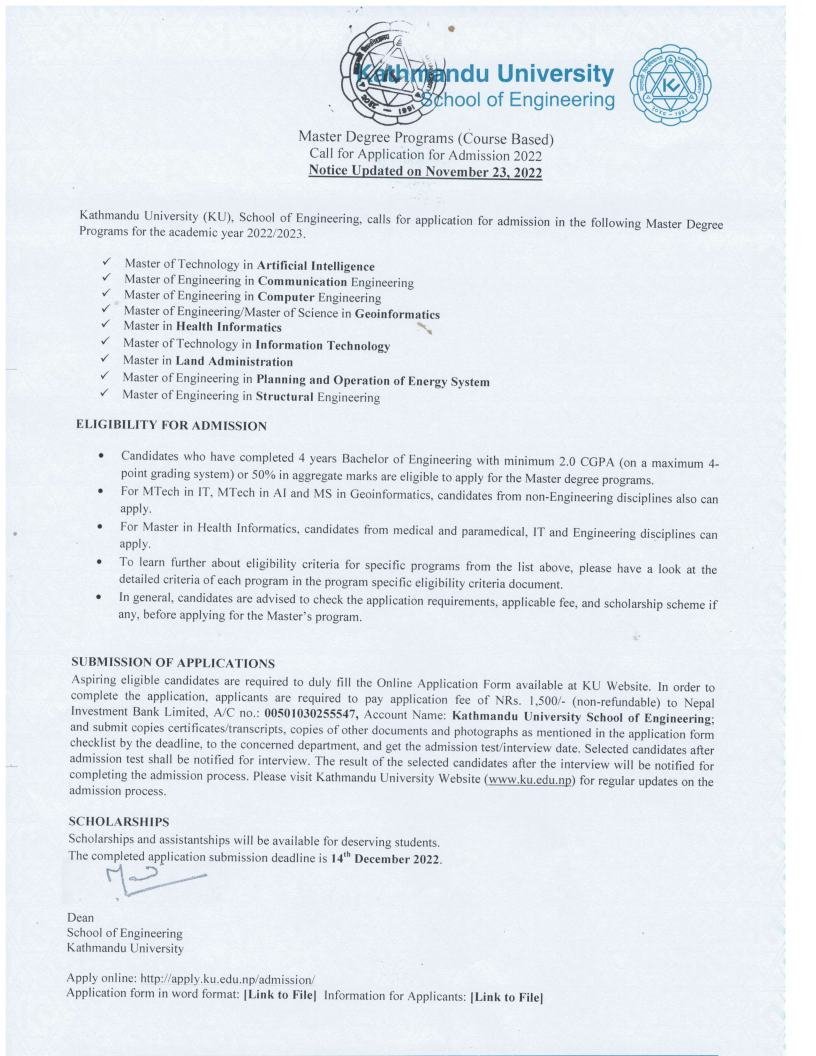 Call for Application for Master in Health Informatics