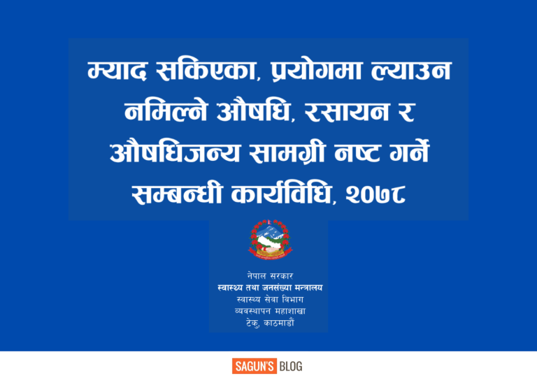 Guideline on Safely Dispose of Unused or Expired Medicine, Chemicals and Medicine related Commodities 2078