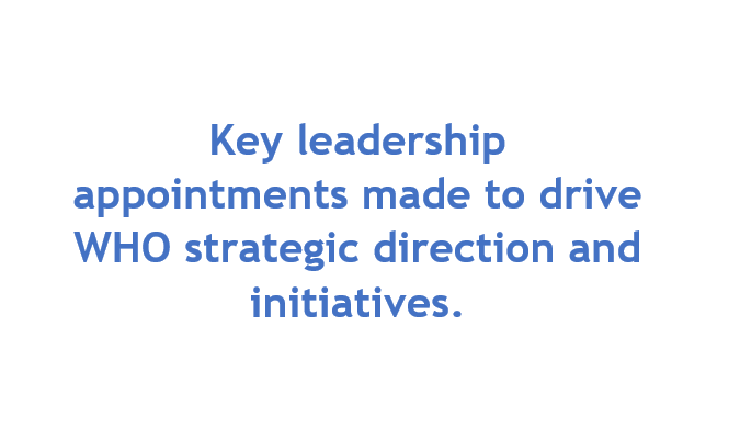 Key leadership appointments made to drive WHO strategic direction and initiatives
