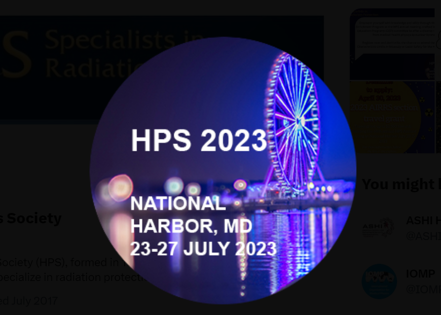 2023 Health Physics Society (HPS) Travel Grant