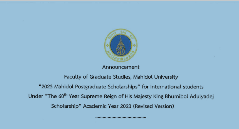 Mahidol Postgraduate Scholarships for International Students 2023