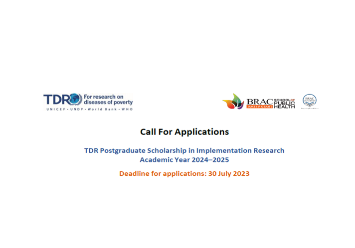 BRAC JPGSPH TDR Postgraduate Scholarship in Implementation Research
