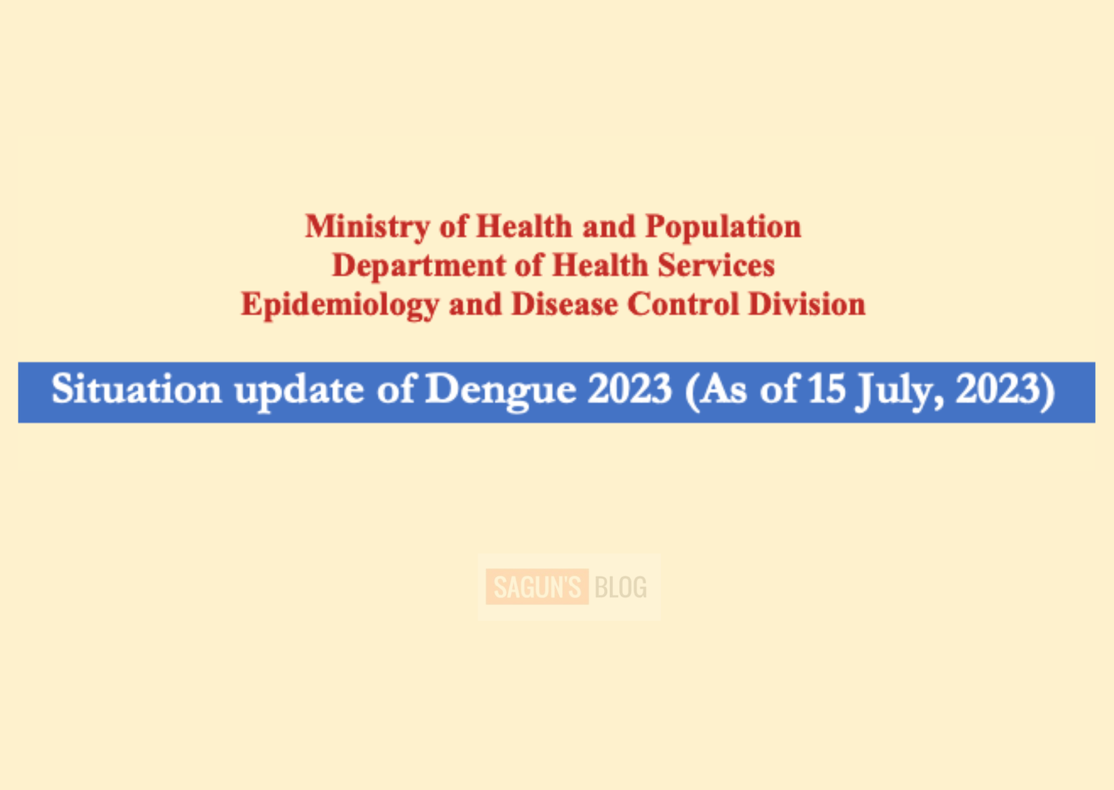 Situation update of Dengue in Nepal (As of 15 July, 2023)