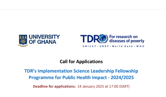 TDR’s Implementation Science Leadership Fellowship Programme for Public Health Impact (University of Ghana)