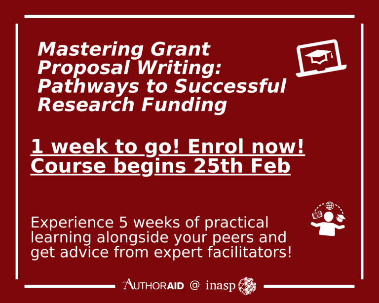 AuthorAid Online Course: Mastering Grant Proposal Writing: Pathways to Successful Research Funding