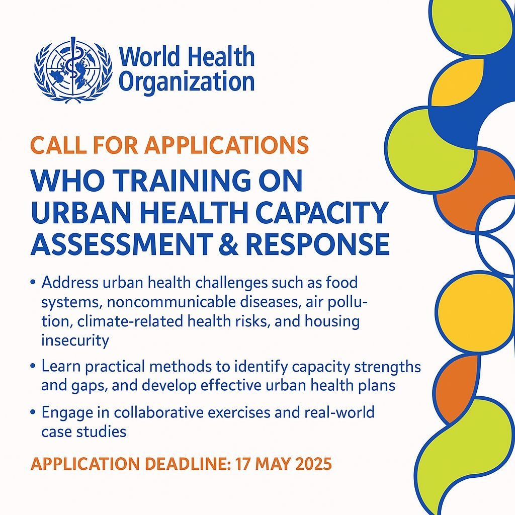 Call for applicants for 1st WHO training on the urban health capacity assessment and response resource kit