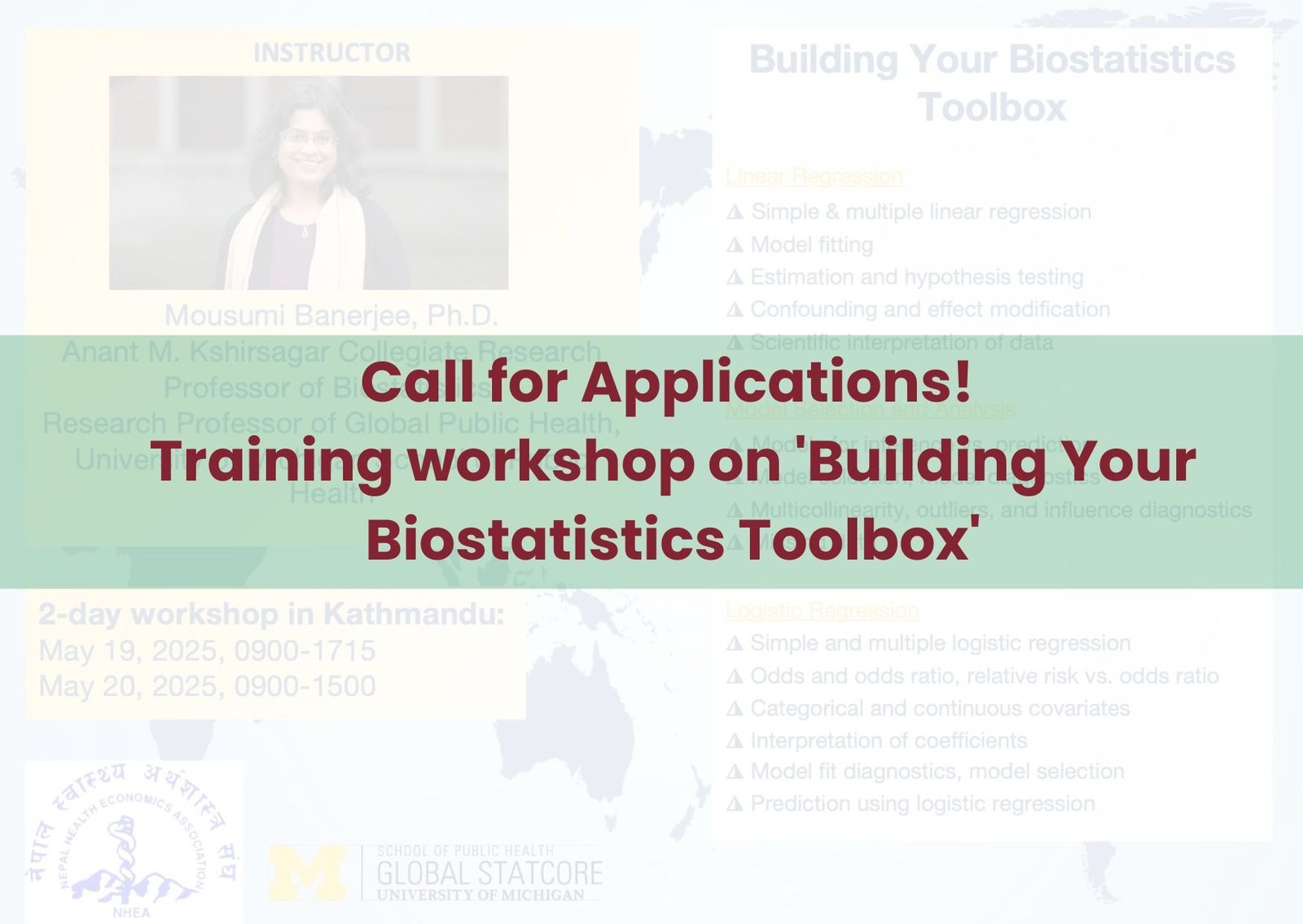 Call for Applications! Training workshop on ‘Building Your Biostatistics Toolbox’