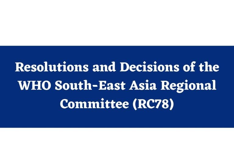 Resolutions and Decisions of the WHO South-East Asia Regional Committee