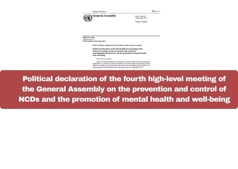 Political declaration of the fourth high-level meeting of the General Assembly on the prevention and control of NCDs and the promotion of mental health and well-being