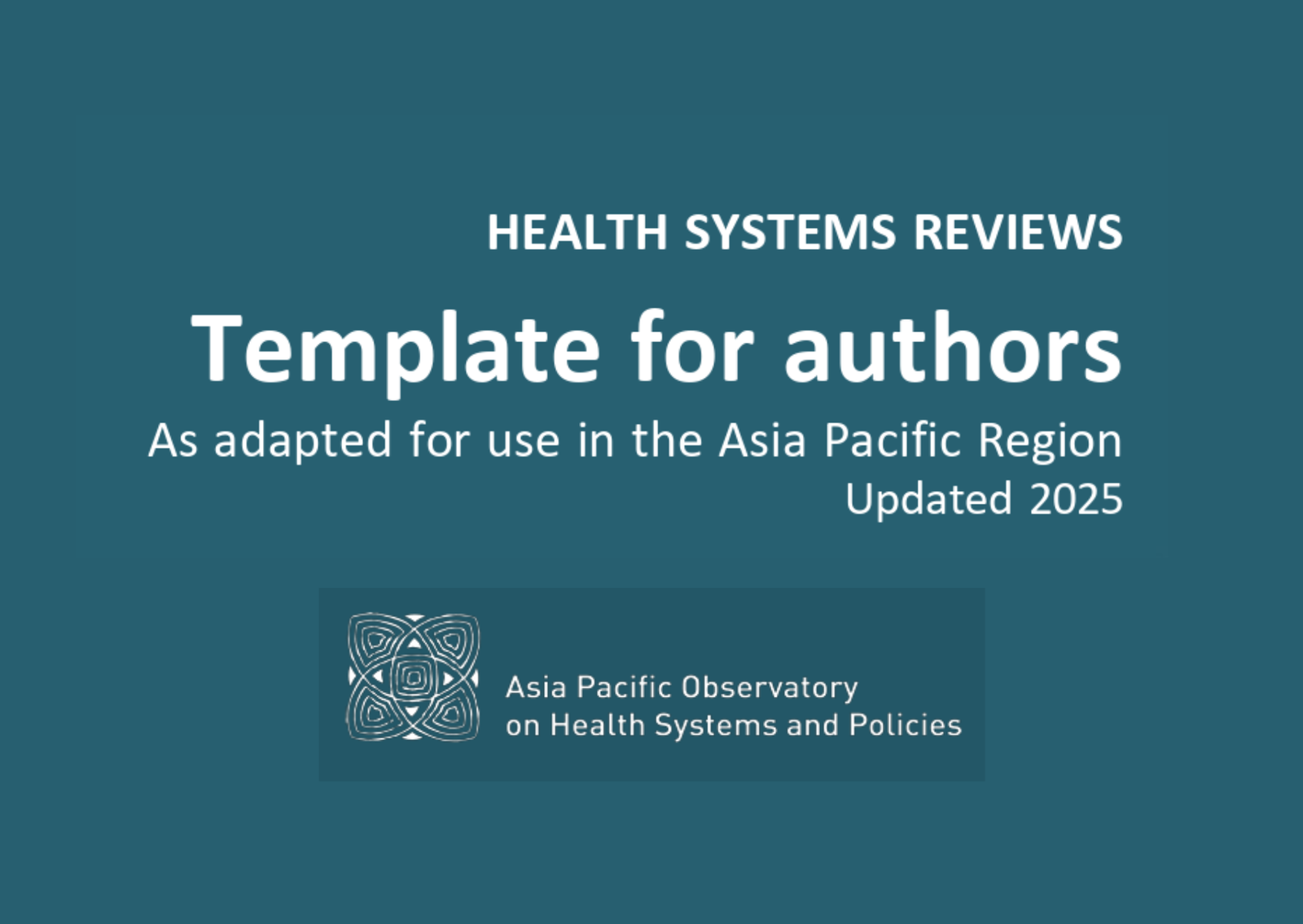 APO Health systems reviews template for authors